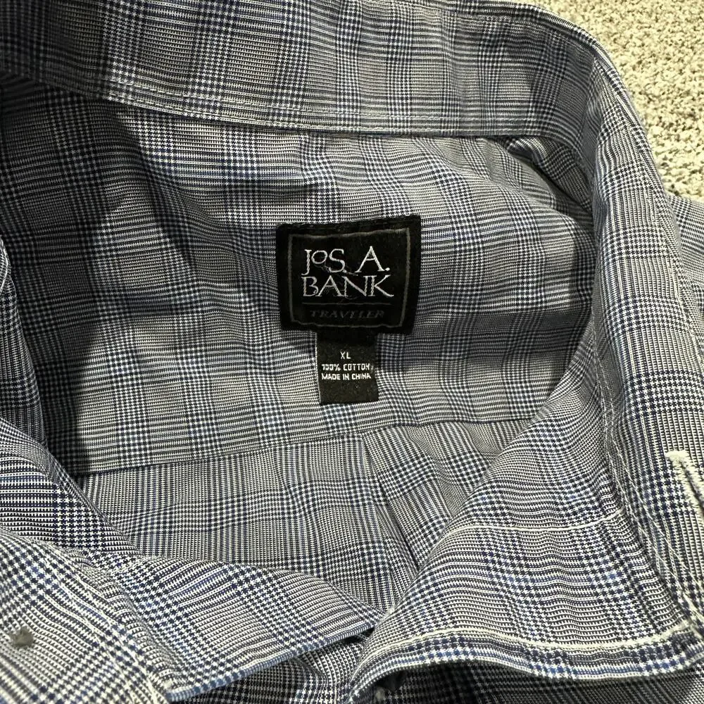 JOS A. BANK Navy Blue Striped Men's 100% Cotton Button Down Long Sleeve, Size XL - Picture 3 of 6